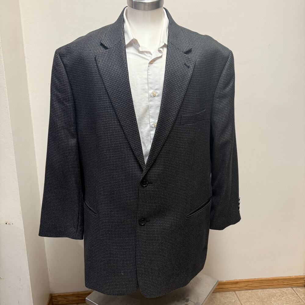 Oak Hill Dark Gray Houndstooth 100% Wool Blazer Mens Size 2XL 50 / 52 Sport Coat